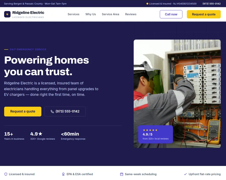 Electrical website screenshot